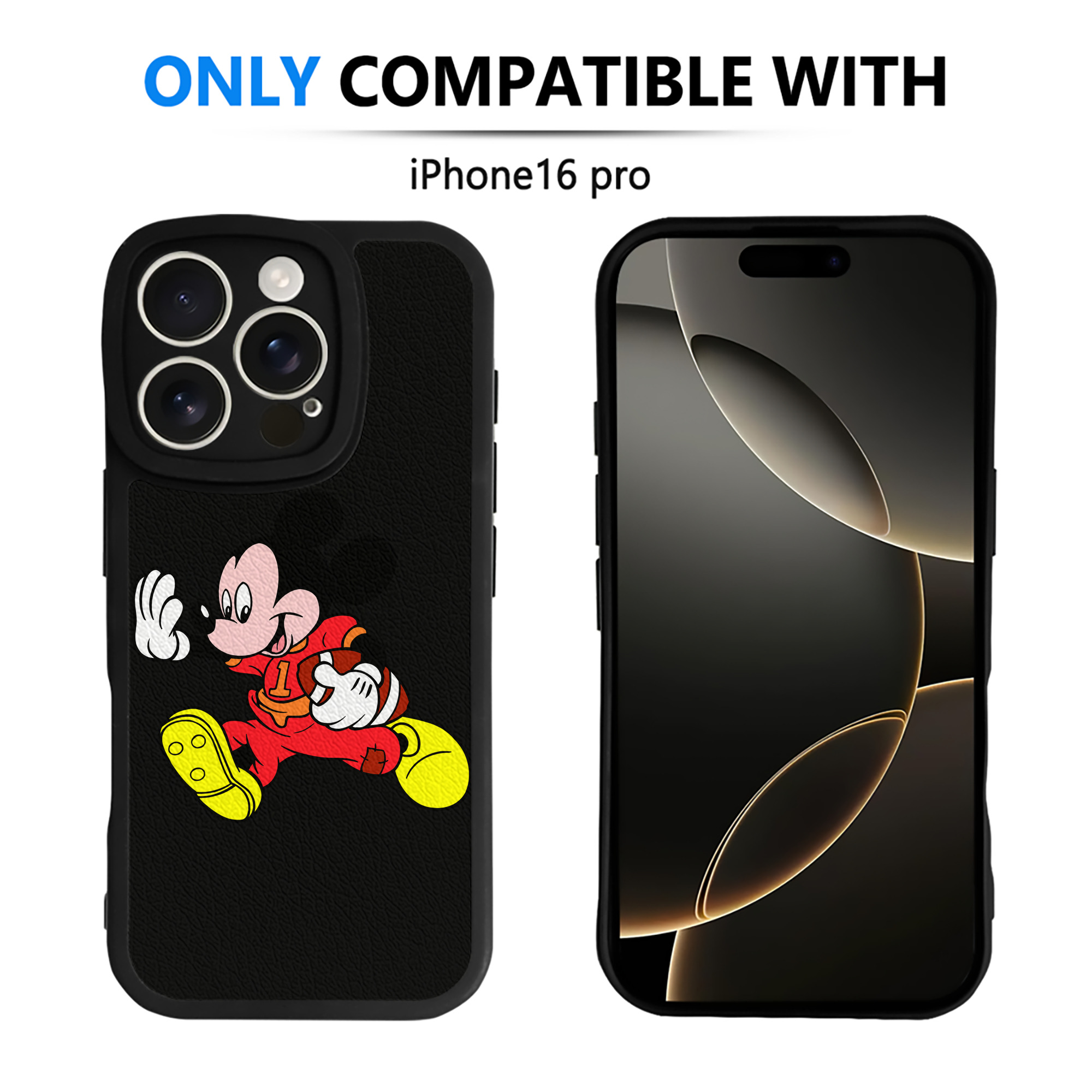 （画像用） ミッキーマウス Mickey Mouse 【iPhone 16シリーズ対応】シリコンスマホケース（レザー調） 材質：シリコン
